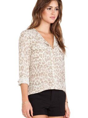 Equipment Leopard Print Silk Button up Blouse